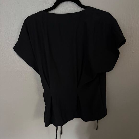 DO+BE Black Wrap Front Short Sleeve Blouse Size Large casual comfort summer - Picture 7 of 8